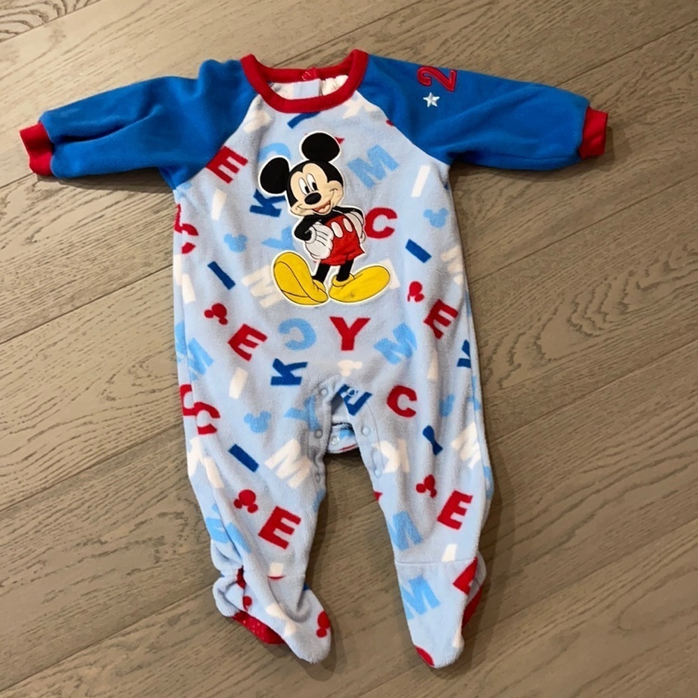 Mickey Fleece Onsie Pajamas Size 9-12M